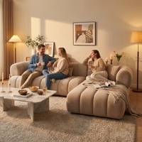 Canapé modulaire irrégulier Wabi Sabi en tissu anti-griffures pour chat, sans bords vifs, avec chaise longue à droite pour salon domestique