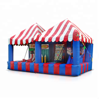 Jeux de carnaval interactifs 4 en 1 Jeu de tir au basket-ball gonflable Grand crayon Corne de taureau Tic Tac Toe Lancer d'anneaux