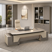 Bureau de direction en L de luxe, table de bureau moderne pour PDG, grand espace de travail pour projets de bureaux commerciaux