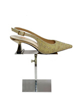 Dernières Chaussures de Mariage Or et Argent avec Diamants Brillants, Talons Pointus et Design à Talon Ouvert pour Événements Formels