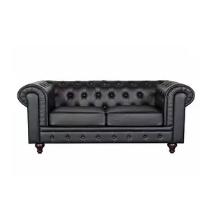 Sofá de lujo personalizado conjunto de muebles de sala de estar PU cuero Chesterfield 3 plazas sofá