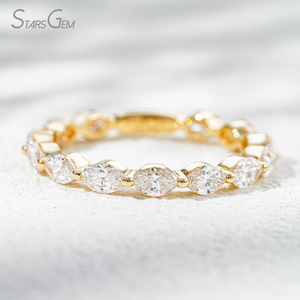 แหวนทองคำแท้ 18K StarsGem ประดับเพชรเม็ดเดี่ยวทรงมาร์คีส์ 1.23 กะรัต (2.5*4 มม.) สี D เพชรเลี้ยงในห้องปฏิบัติการ ชุบโรเดียม สไตล์วินเทจ สำหรับทั้งชายและหญิง - Product Image 1