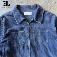 LARSUR Veste en velours côtelé lourd délavé personnalisé avec plusieurs poches Shacket Work Wear Worker Hunting Kore Coat Overshirt