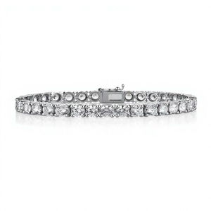 Pulsera de tenis de acero inoxidable con moissanita y plata 925, cristal de corte brillante redondo, joyería clásica de boda para mujer - Product Image 1