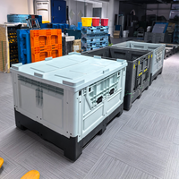 Conteneur de transport et de stockage en maille isolée pour poisson, en HDPE, grand format, solide, pliable, rigide, empilable et ventilé