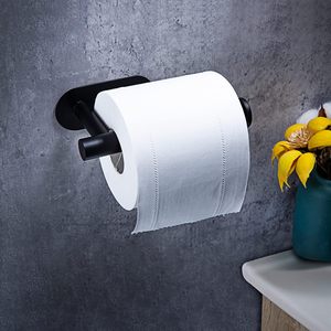 Self Adhesive Punch-Free Wall Mount Toilet Paper Holder for Bathroom SUS 304 Matte Black - Product Image 4