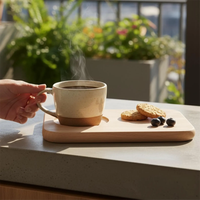 Plateau de service en bois personnalisé avec gravure de logo pour café, gâteaux, thé et biscuits