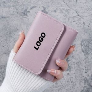 Mini Women's Fashion <b>Trifold</b> <b>Wallet</b> with Card Holder Coin Pocket-Portable Slim PU Leather Purse for Students Promotional Gifts - Product Image 1