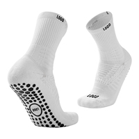 Chaussettes de sport pour hommes avec logo personnalisé, blanches, élégantes, pour athlètes, antidérapantes, respirantes, pour jeunes, chaussettes de football antidérapantes