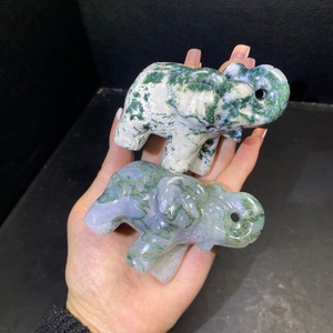 High Quality Natural Crystal Animal Figurine Mixed Crystal Craft Moss Agate Crystal <strong>Elephant</strong> for Home Decor - Product Image 5