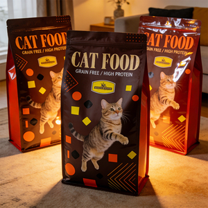 Op maat gemaakte katten- en hondenvoer verpakkingen met platte bodem, op maat gemaakte retort pouches met ritssluiting en waterdichte coating - Product Image 6