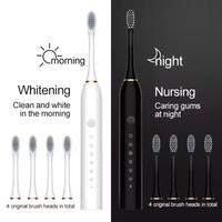 Brosse à dents électrique avec nettoyage sonique 3 en 1 pour éliminer le tartre, blanchir les dents, soins bucco-dentaires, chargement USB, remplacement de la tête de brosse