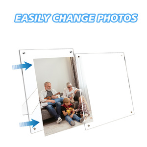 Cadre <span class=keywords><strong>photo</strong></span> sans cadre en acrylique - Support arrière réglable, conception magnétique, 5x7/6x8 pouces, dédié à l'affichage sur le bureau - Product Image 6