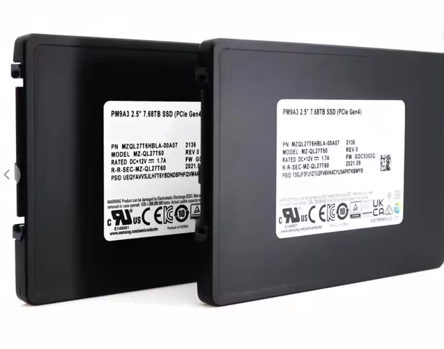 Brand New Ssd PM9A3 7.68T U.2 NVMe PCIE 4.0 Gen4 MZQL27T6HBLA-00A07 00B7C 2.5inch Original Factory Package