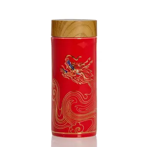 Acera Liven Vibrant Dragoncloud Ceramic Tumbler Crafted With Beautiful Colorful Dragon Figurines Designs