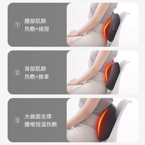 Masseur lombaire avec chaleur et massage par pétrissage pour la taille et le dos, rechargeable par USB, housse en coton - Product Image 1