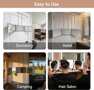 Espejo Cosmético HD Plegable de Tres Lados con Luz, Recargable por USB, con Gancho Extensible para Colgar - Product Image 3
