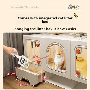 Gabbia per Gatti da Interno con Toilette, Design Monolocale con Chiusura a Pulsante, Ideale per Piccoli Appartamenti - Product Image 3