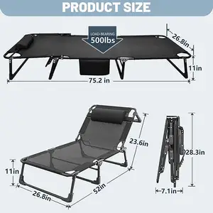 Factory Price Portable Sleeping Cot Home Office Hotel Outdoor Lightweight Folding Bed Chaise Lounge Chairs Picnic Camping Cots
