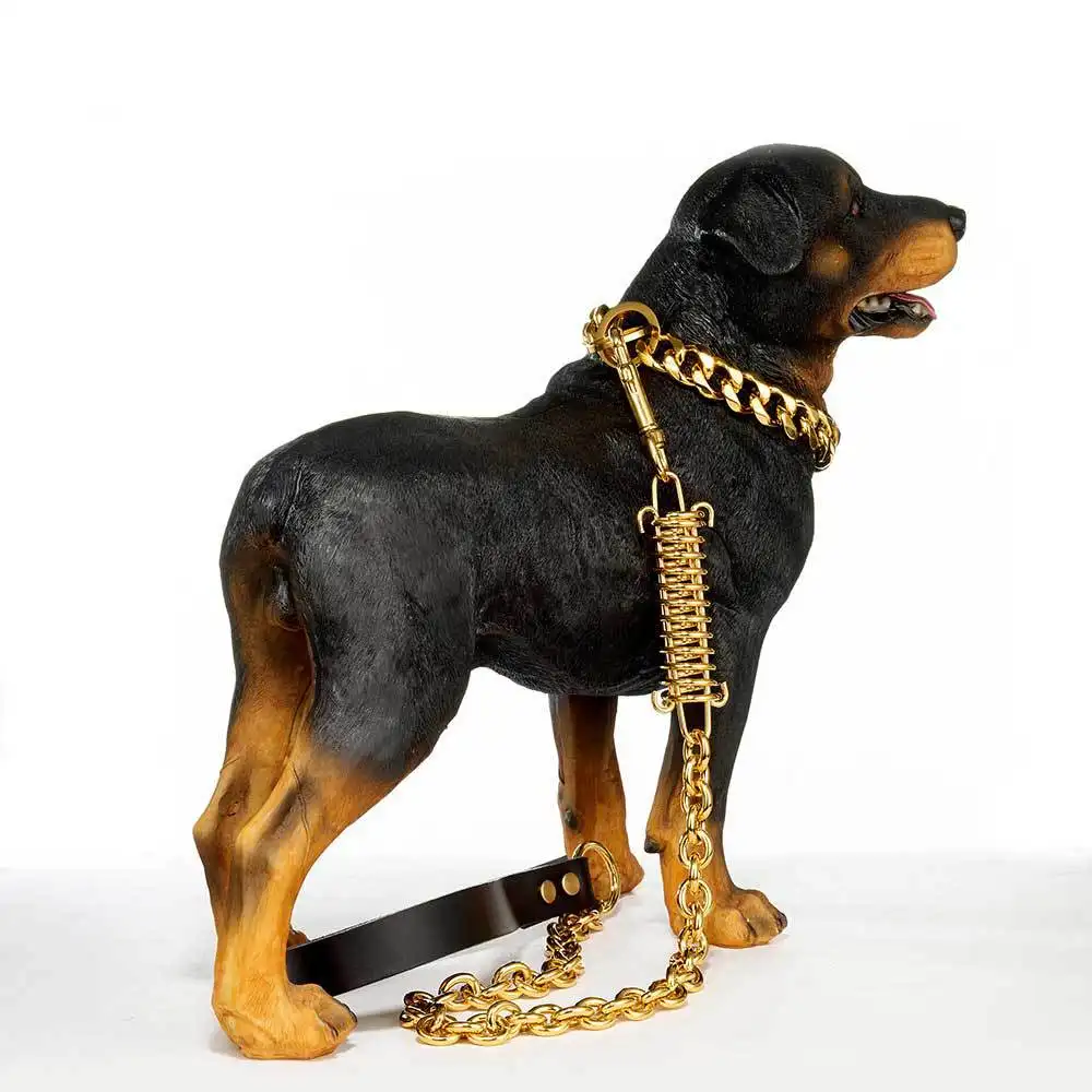 الفاخرة الذهب collares دي بيروس الحيوانات الأليفة كبيرة الورك هوب يؤدي عدة أطواق كلب الاختناق قلادة طوق المقود xl الفتوة الكوبي سلاسل