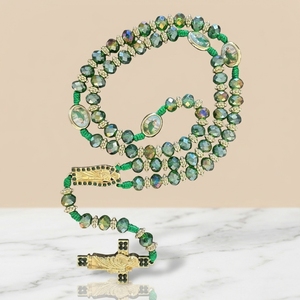 Collier Catholique Fait Main en Perles <span class=keywords><strong>de</strong></span> Cristal, Chapelet Religieux avec Croix, Saint Jude et Vierge Marie - Product Image 6