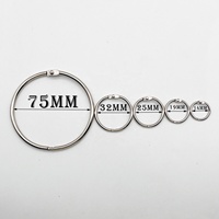 50mm EMDA 201216 Professionelle Silberne Eisen-Metallringe für Loseblatt-Bindungen Nicht-Magnetisch für Foto Schule Heim Büro