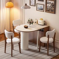 Table à manger rectangulaire moderne pliable et extensible en bois massif travertin crème, gain de place, pour mobilier de salle à manger