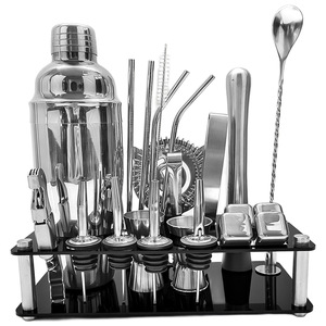 23-Mảnh Chuyên Nghiệp Bartender Kit Boston Thép Không Gỉ Uống Trộn Công Cụ Với Acrylic Đứng Cao Cấp Thanh Công Cụ Thiết Lập - Product Image 3