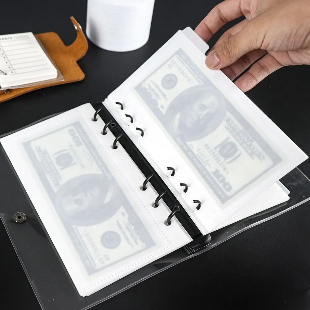 Benutzer definierte Premium White Frosted PP Cash Umschläge Zipless Money Umschläge Budget Taschen Cash Organizer Budgetierung Umschlag Teiler