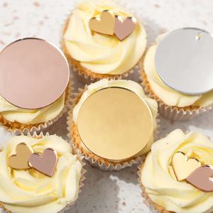 Personnalisé Or Miroir Rond Cupcake Joyeux Anniversaire Topper Acrylique Cupcake Topper <span class=keywords><strong>Nom</strong></span> Gâteau Topper <span class=keywords><strong>Nom</strong></span> Gâteau Charmes Personnalisé - Product Image 1