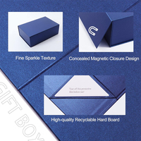 Boîte cadeau en carton rigide recyclable avec logo personnalisé, pour cosmétiques, robe de mariée, fermeture pliable, papier bleu, emballage magnétique
