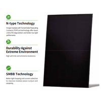 Panel Surya Monokristalin Tipe-N Anti-PID Garansi, All Black 450-475W, Modul Monofasial Kaca Ganda