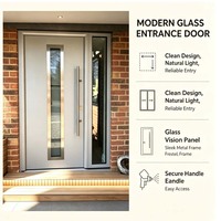 Porte d'entrée pivotante moderne en acier inoxydable avec panneau de vision en verre et lumière latérale pour l'entrée principale de la maison et la décoration extérieure