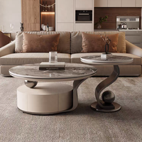 Ensemble de tables basses italiennes de luxe - Grandes et petites tables rondes gigognes pour hall d'hôtel, réception de boutique, minimaliste, gain de place