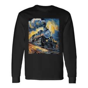 T-shirt à manches longues Big Boy 4014 Steam Engine Locomotive Train Railroad - Product Image 1