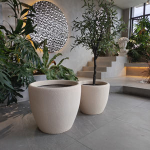 Jardinière Circulaire en Fibre de Verre Personnalisée, Style Ferme Rustique Traditionnel, avec Trou de Drainage, Écologique et Légère - Product Image 5