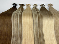 Extensions de cheveux à pointes plates pré-collées en kératine, cheveux vierges doublement tirés, 100% cheveux humains européens
