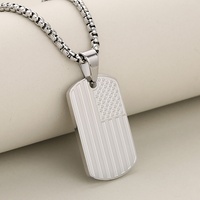 Collier drapeau américain patriotique pour hommes pendentif militaire en acier inoxydable Simple DogTag Style USA armée cadeau pour mari vétéran