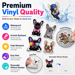 Adesivi in Vinile Personalizzati <span class=keywords><strong>Divertenti</strong></span> per Cani, Impermeabili, Fustellati, Simpatici Decalcomani di Bulldog Francese per Laptop, Bottiglie, Custodie per Telefono, Regalo - Product Image 3