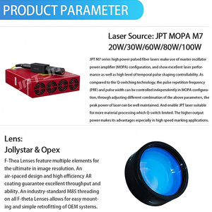 เครื่องมาร์กกิ้งด้วยเลเซอร์ไฟเบอร์ NEW Intelligent Detection 2.5D 3D JPT Mopa M7 20W 30W 50W 60W 100W 200W พร้อมระบบ Color Lightburn และ EzCad - Product Image 4