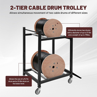 Distributeur de crémaillère en acier multi-bobines JH-Mech 100Lbs pour enrouleurs de câbles jusqu'à 27.5 "de diamètre Caddy Dolly Cart Cable Caddies