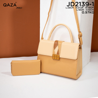 QAZA tas genggam bahu wanita bahan PU, tas dompet, tas tangan bentuk bantal, anti air, bahan PU, dengan penutup pengait dan pemegang kartu