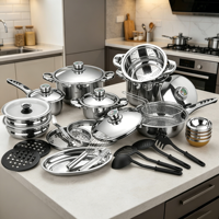 Ensemble d'ustensiles de cuisine de luxe modernes de bonne qualité, 33 pièces, accessoires, ensembles de casseroles antiadhésives