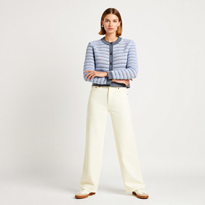 <span class=keywords><strong>Cardigan</strong></span> <span class=keywords><strong>Grigio</strong></span> a Collo Tondo Traforato per <span class=keywords><strong>Donna</strong></span>, Sottile e Corto, Monopetto, Maglione Leggero e Traspirante - Product Image 4