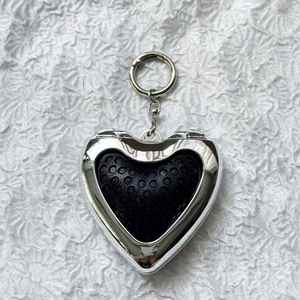 Customized Logo Printed Pocket <b>Compact</b> Folding Brush with <b>Mirror</b> Heart Foldable Portable Hair Brush with Keychain Cute Bag Charm - Product Image 5