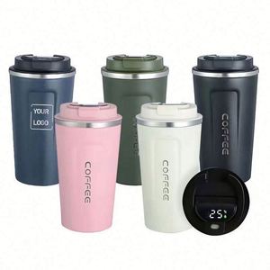 แก้วกาแฟดิจิตอลแบบกำหนดเอง ขนาด 510 มล. กระติกน้ำสุญญากาศสแตนเลส พร้อมหน้าจอแสดงอุณหภูมิ สำหรับแคมป์ปิ้ง เก็บความร้อนได้ 12-24 ชั่วโมง - Product Image 1