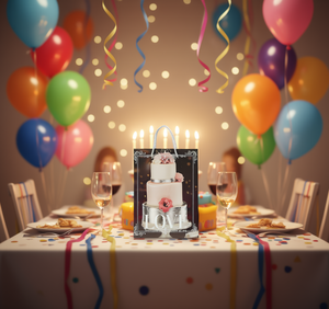 Sacchetto Regalo in Carta con Stampa a Caldo e Laser Argento per Torta di Compleanno e Feste - Product Image 2