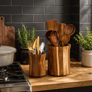 Modern Wooden Spoon Rest & Cutlery Holder Waterproof & Multifunctional Standing <b>Kitchen</b> <b>Storage</b> <b>Rack</b> - Product Image 4
