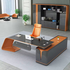 Modernes Executive Office Desk Set Beliebte CEO Möbel für Commercial Office Boss Manager <span class=keywords><strong>Computer</strong></span> tisch mit Schrank - Product Image 1