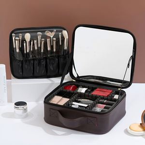 Portable Cosmetic Bag with Large Mirror, Custom Logo Travel Makeup Case, Personalized Toiletry Organizer for Women - Product Image 3